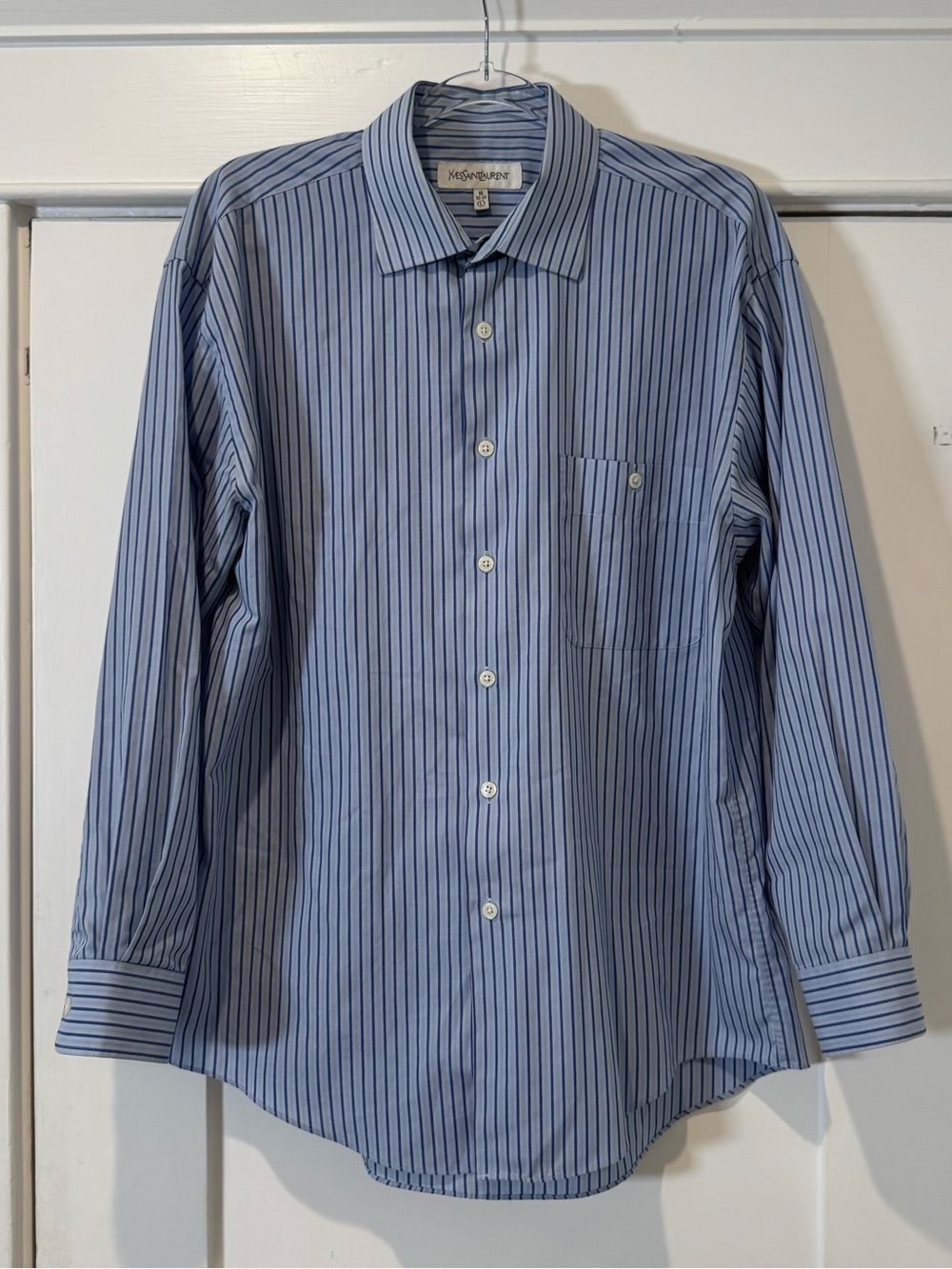 Men's Light Blue Stripe Dress Shirt - Yves Saint Laurent